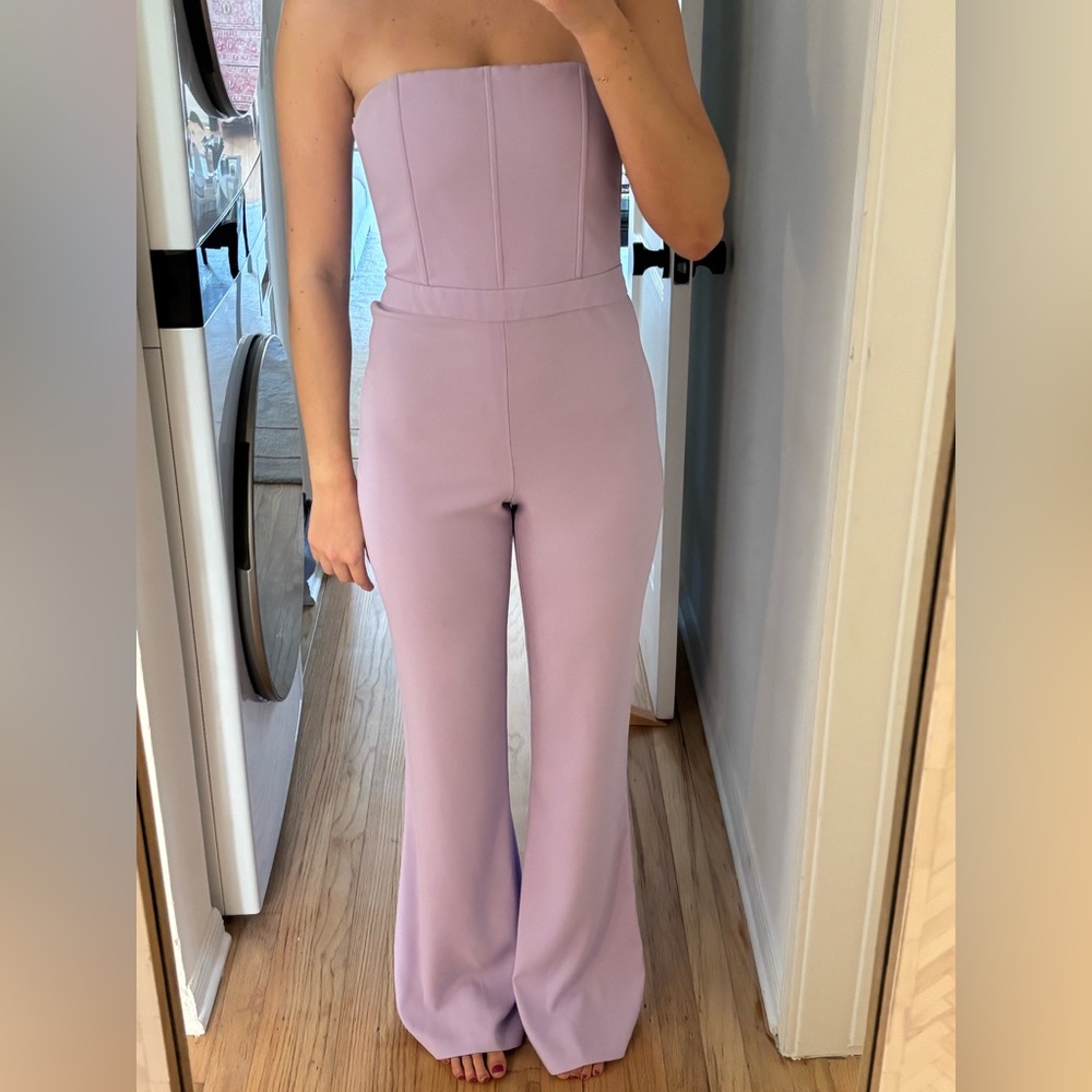 Alice + Olivia Strapless Lavender Jumpsuit